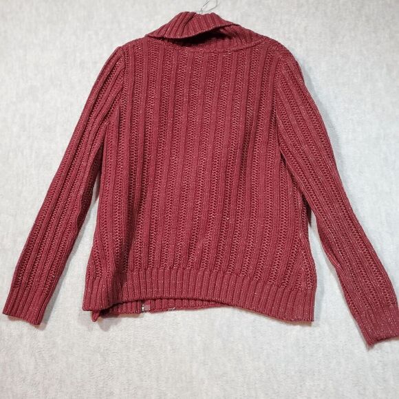 Harley Davidson Sweater Womens Large Red Shawl Collar Asymmetrical Zip Cardigan - Picture 9 of 10